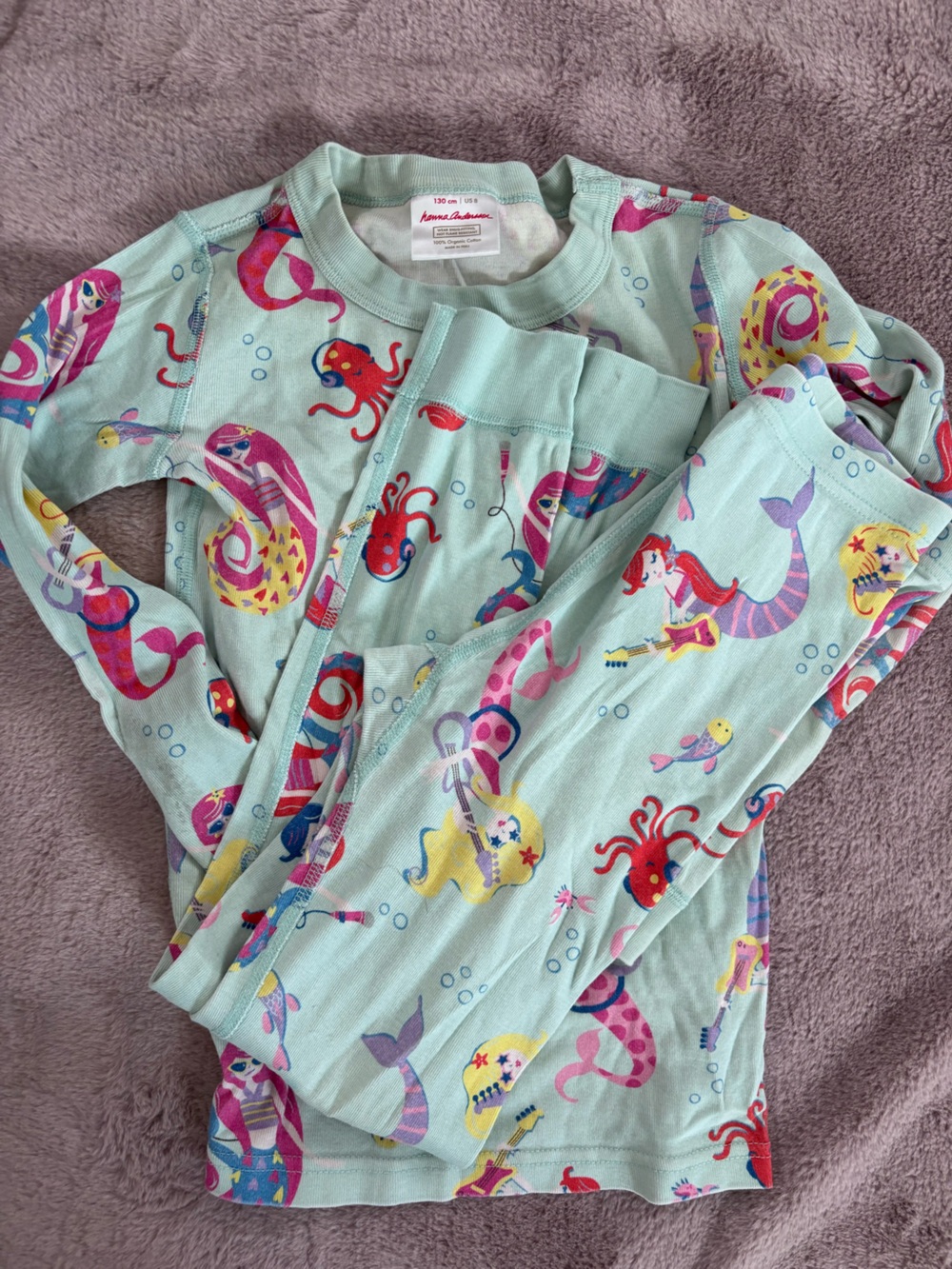Hanna Andersson Kids' Mermaid Print Pajama Set - Seafoam